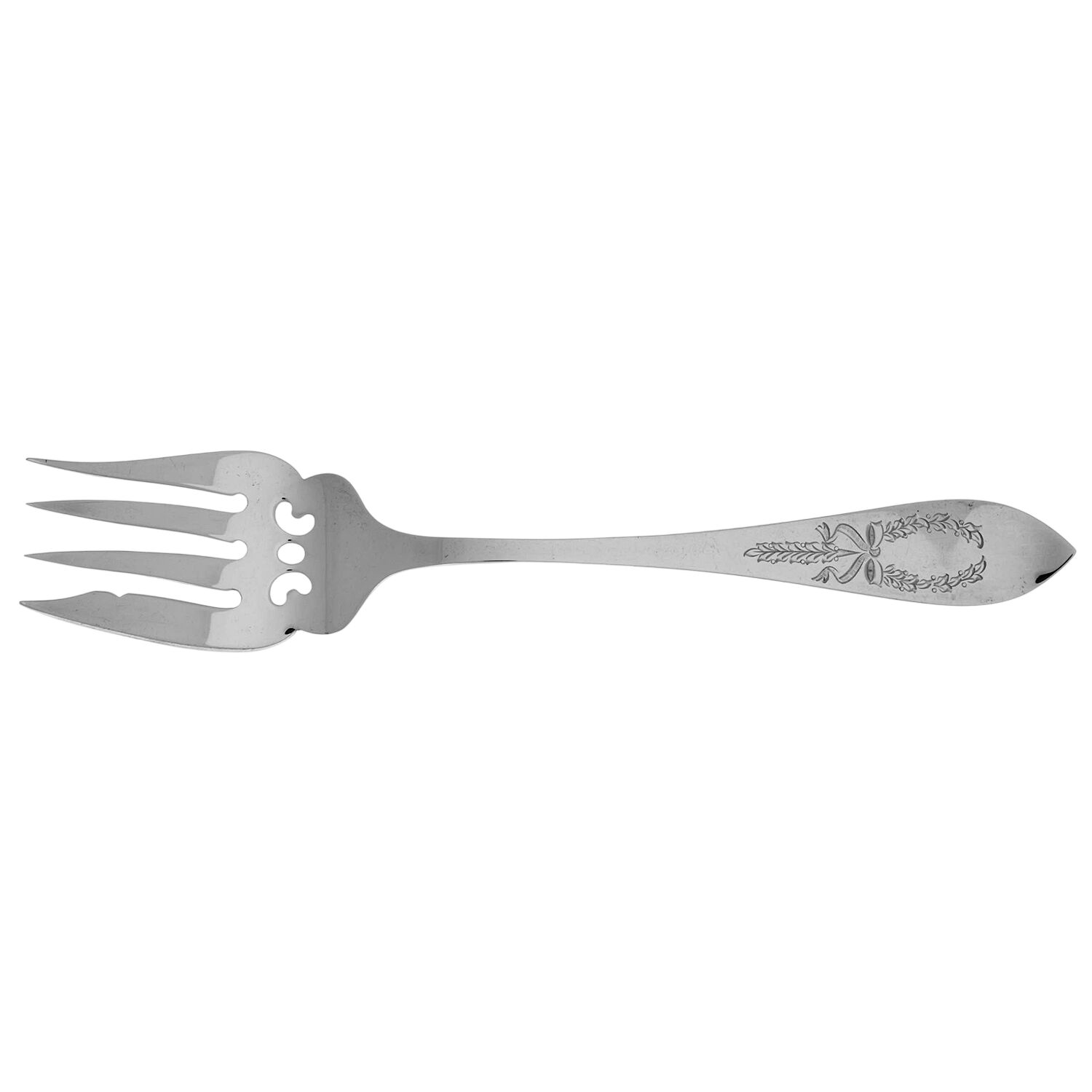 Tudor Wreath (Sterling) Small Solid Cold Meat Serving Fork by Birks Silver-1