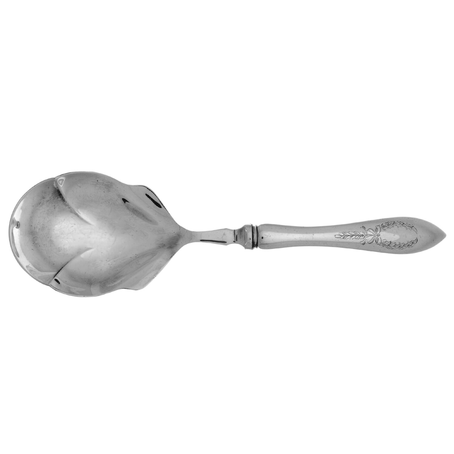 Tudor Wreath (Sterling) Casserole Spoon with Silverplate Shell Bowl by Birks Silver-1