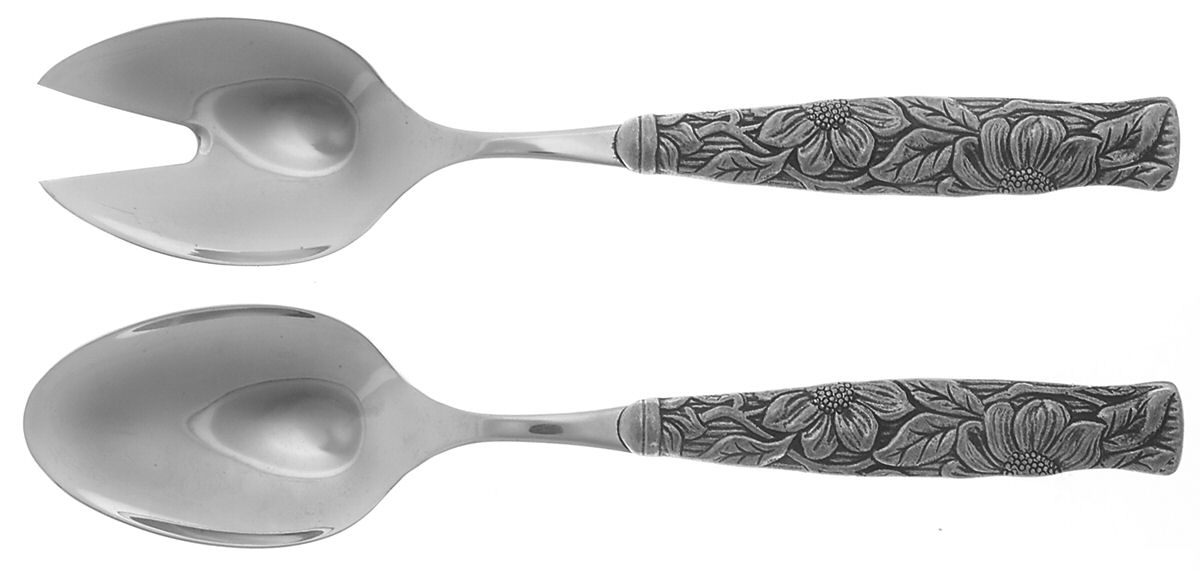 Sunflower (Pewter) (2 Pc) Solid Salad Set by Bugatti-1