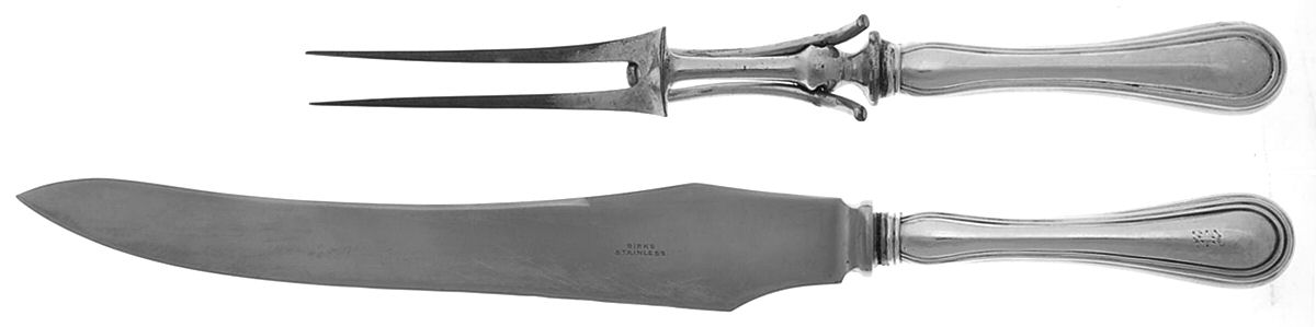 BIR17 (Sterling) Large 2-Piece Roast Carving Set with Stainless Blade by Birks Silver-1