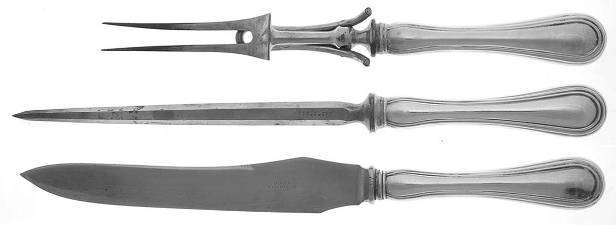 BIR17 (Sterling) Small Steak 3-Piece Carving Set with Stainless Blade by Birks Silver-1