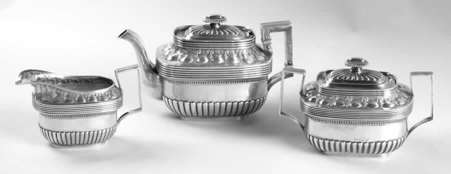 145 (Sterling, Hollowware) 3 Piece Tea Set (STP, SCR, SSU) by Bigelow, Kennard & Co.-1