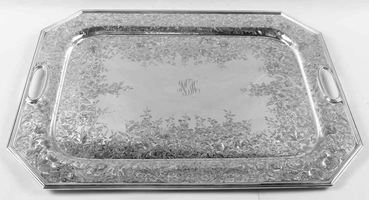 1285 (Sterling, Hollowware) Large Waiter Tray by Bixby-1