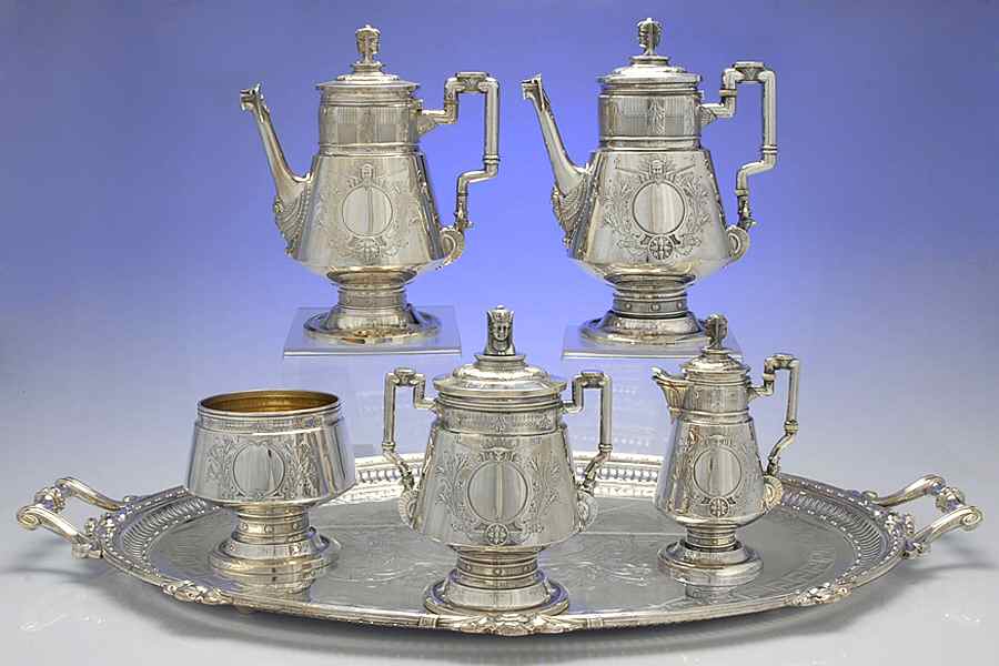 213 (Sterling, Hollowware) 6 Piece Tea Set (SCP, STP, SCR, SSU, SWB & WT26CS) by Ball Black & Co-1