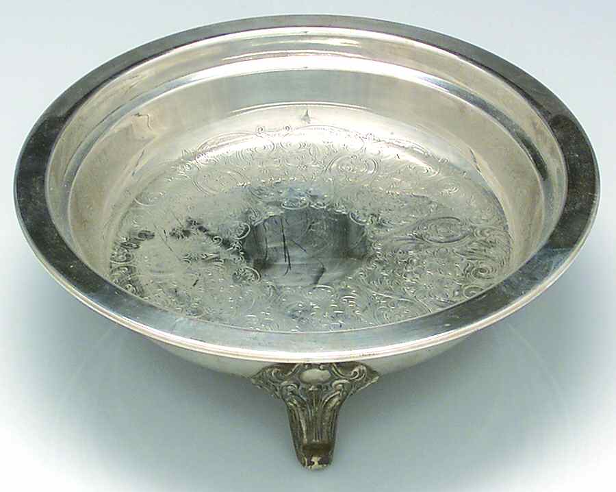 58 (Silverplate, Hollowware) Footed Round Vegetable Bowl by Bristol Plate -1