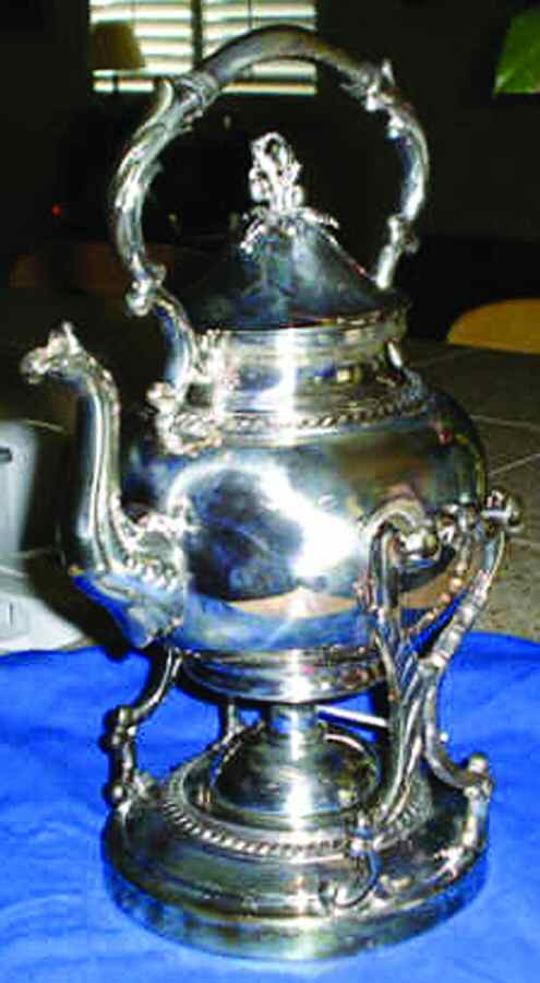 GDS7 (Silverplate, Hollowware) Kettle, Stand & Burner by Goldfeder Silver Co-1