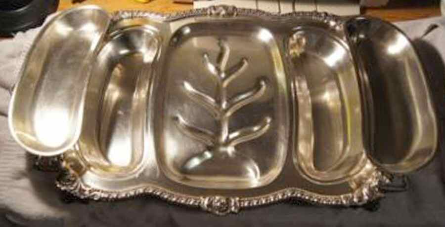 GDS7 (Silverplate, Hollowware) 3-Part Plated Platter with Cover by Goldfeder Silver Co-1