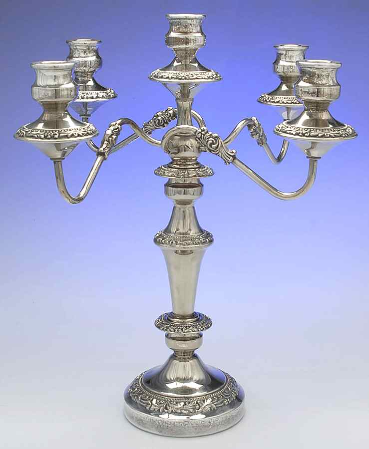 BIM13 (Silverplate, Hollowware) Large 5-Light Candelabra by Birmingham Silver Co-1