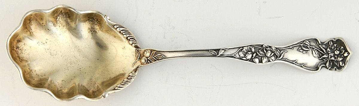 Cherry Blossom (Sterling, No Mono) Sugar Shell Spoon by R. Blackinton & Co-1