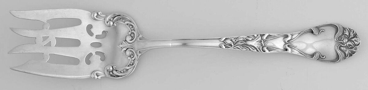 Azalia (Sterling) Small Solid Cold Meat Serving Fork by R. Blackinton & Co-1