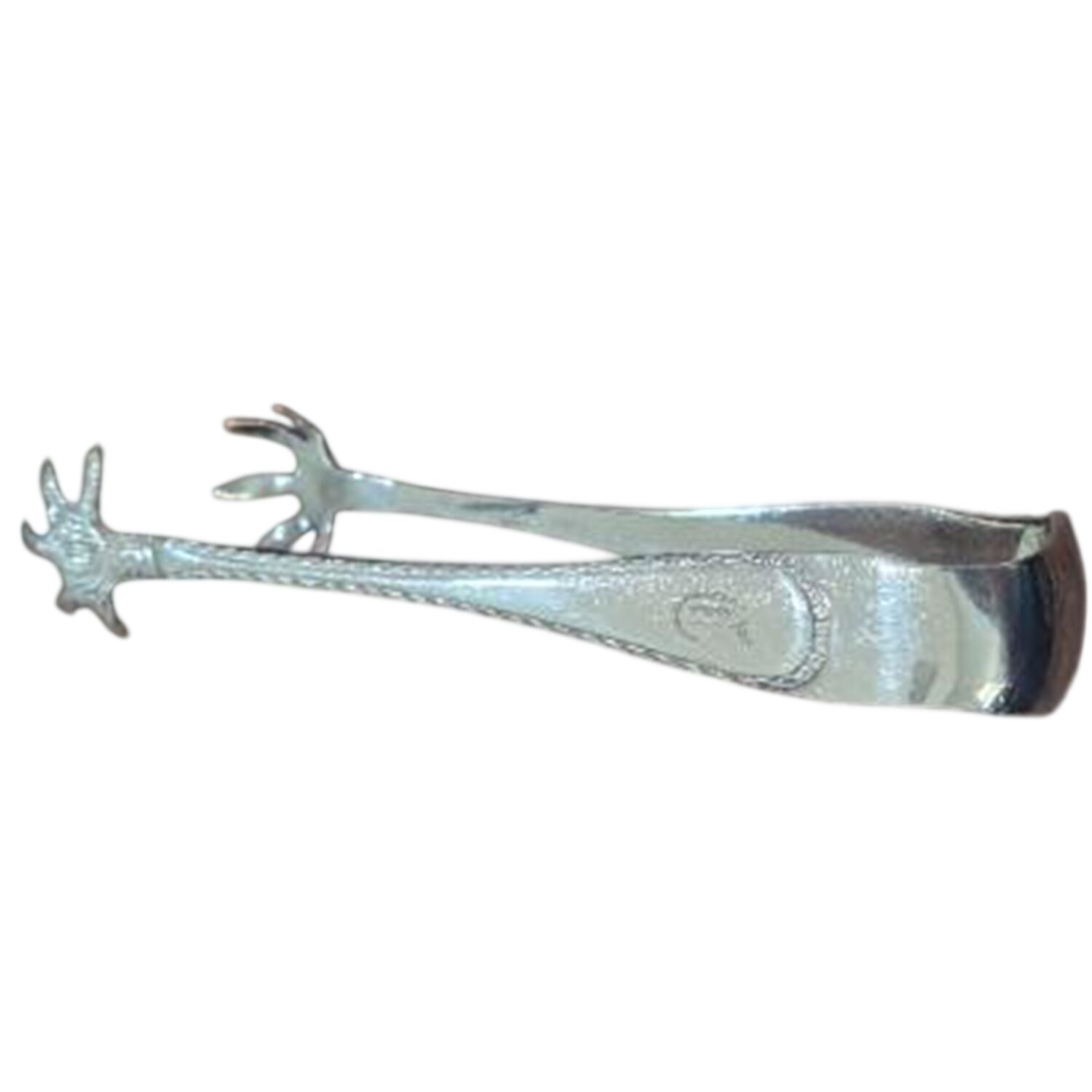 BBS3 (Sterling) Large Ice Serving Tongs with Claw Tips by Barker Bros Ltd. Flatware-1