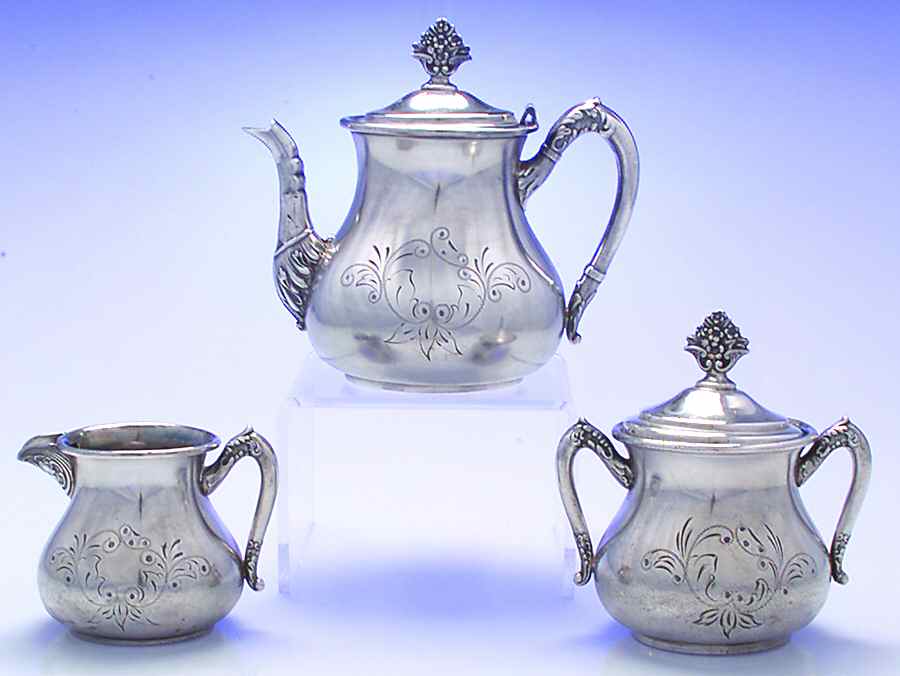 354 (Silverplate, Hollowware) 3 Piece Tea Set (PTP, PCR, PSU) by Benedict-1