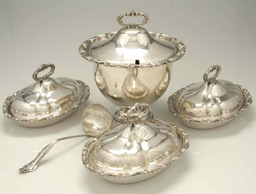 Silverplate Hollowware 6pc Serving Set (Turl & 3 Odv10's) by Birmingham Silver Co-1