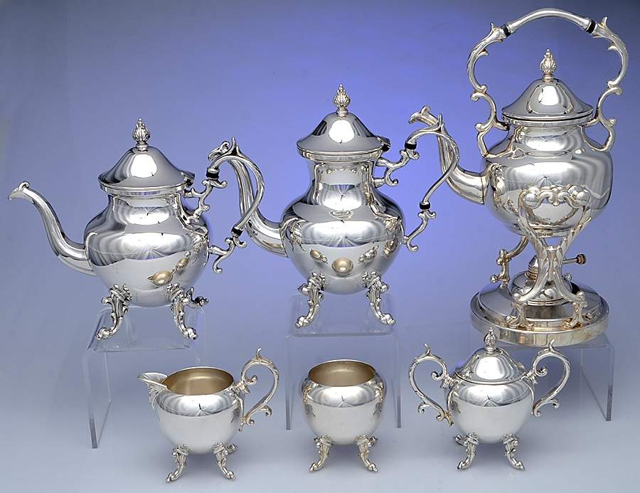 BIM14 (Silverplate, Hollowware) 6-Piece Plated Tea Set (Waste & Kettle) by Birmingham Silver Co-1