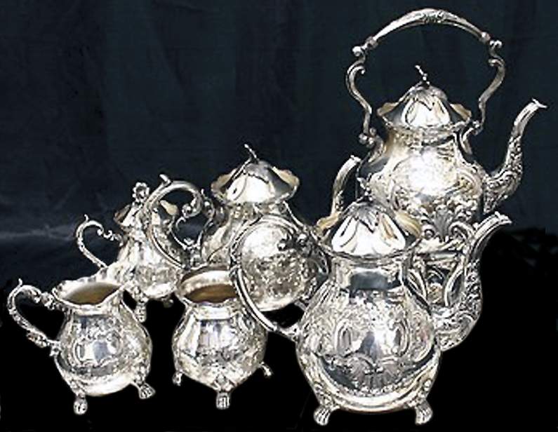 BIM15 (Silverplate, Hollowware) 6-Piece Plated Tea Set (Waste & Kettle) by Birmingham Silver Co-1