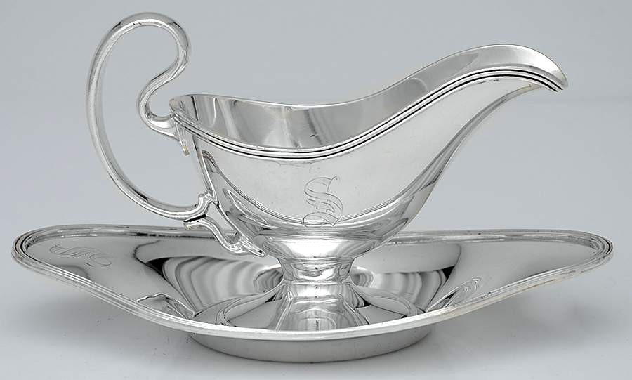 Silverplate Hollowware Gravy Boat & Underplate by Barbour Silver (USA)-1