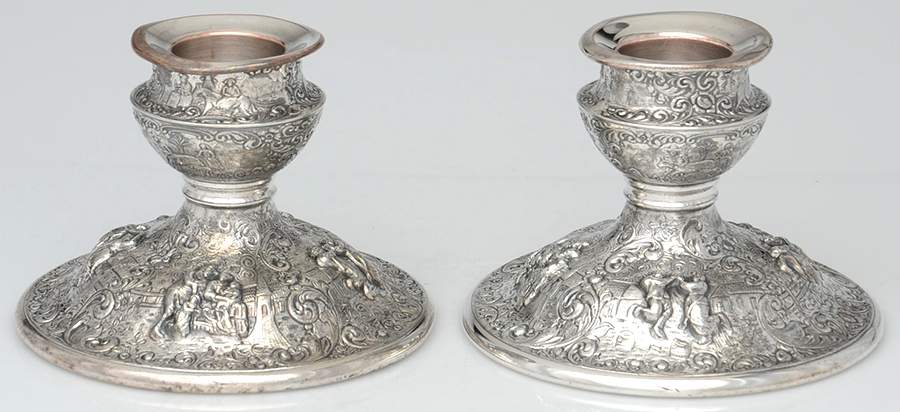 Silverplate Hollowware Pair of 4" Console Candleholders by Barbour Silver (USA)-1