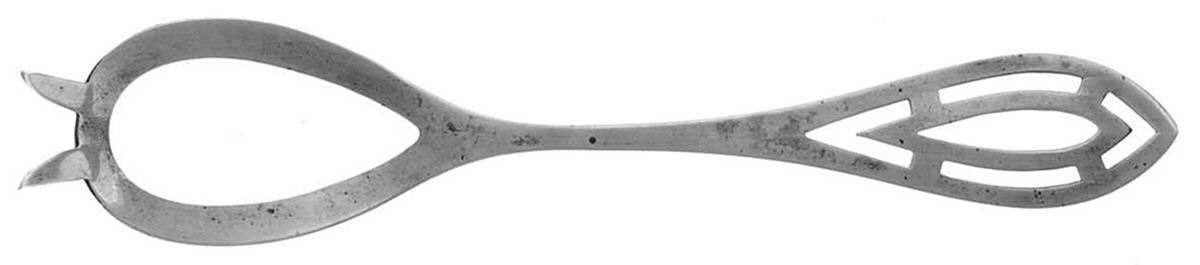 BMS38 (Sterling) Pierced Bowl Short Handle Olive Spoon by Baker Manchester-1