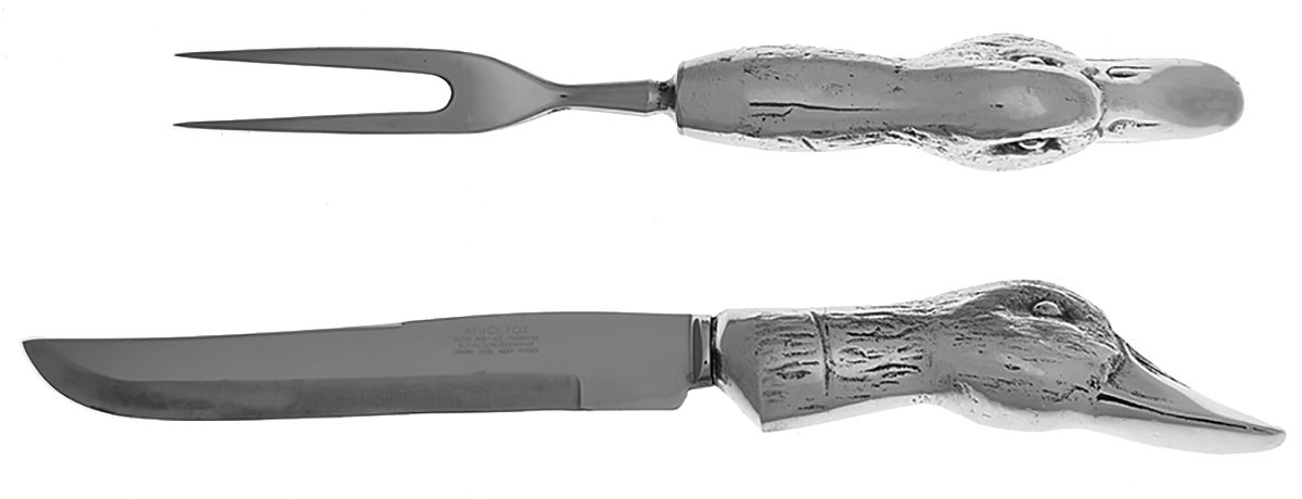 Pewter Flatware Small Stainless Blade 2-Piece Steak Carving Set by Bruce Fox-1