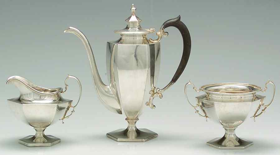 929 (Sterling, Hollowware) 3 Pc Coffee Set (SCP, SCR & SSUO) by Bigelow, Kennard & Co.-1