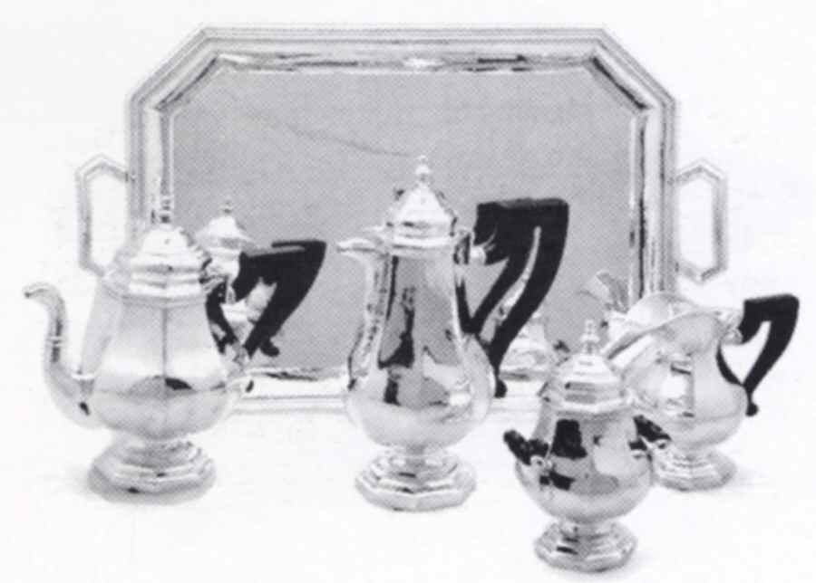 Villa Palladio (Sterling, Hollowware) 5 Piece Tea Set (SCP, STP, SCR, SSU, WTL) by Buccellati-1