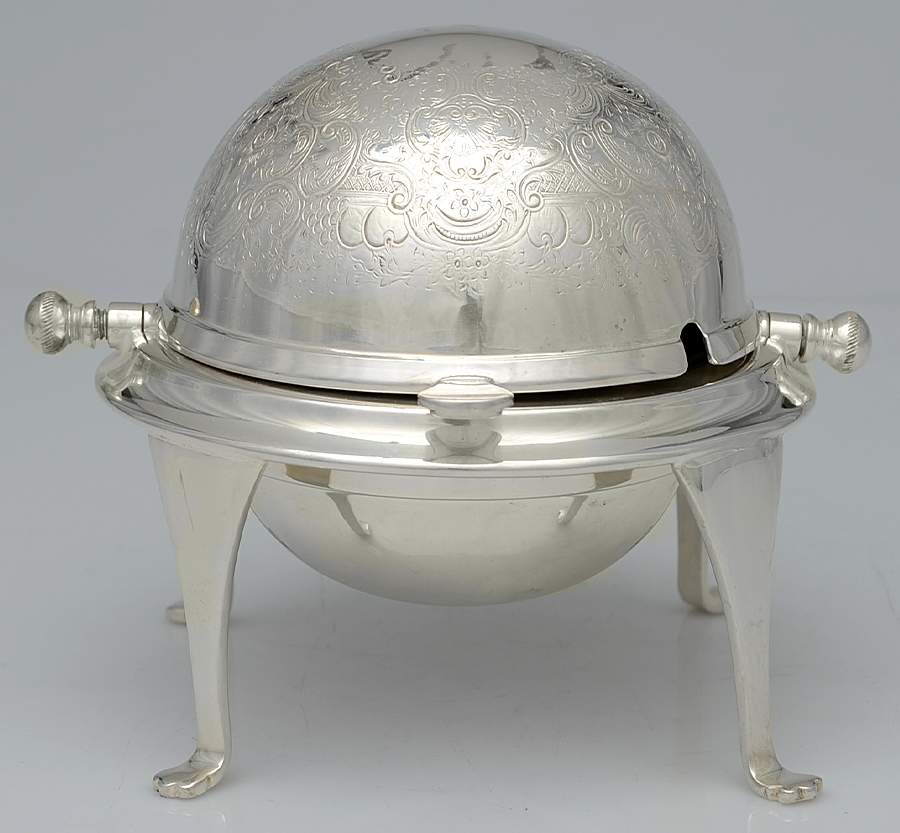 Silverplate Hollowware Roll Top Round Butter W/Glass Liner by Barker Bros Ltd. Flatware-1