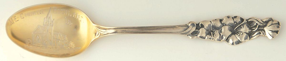 Floral Series (Sterling) Souvenir Spoon (Five O'Clock) by Baker Manchester-1