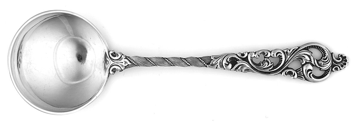 Dobbel Rokokko (Sterling) Round Bowl Soup Spoon (Bouillon) by Brodrene Lohne (Norway)-1