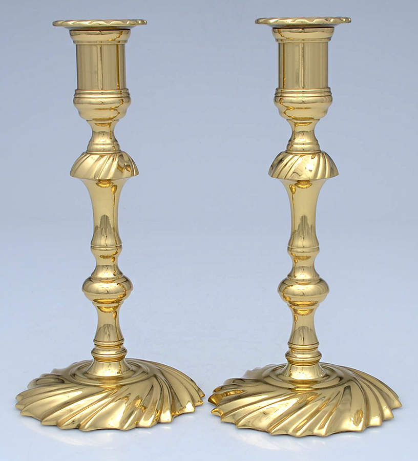 Brass Candlesticks Pair of Candlesticks with Bobeche by Baldwin Brass-1