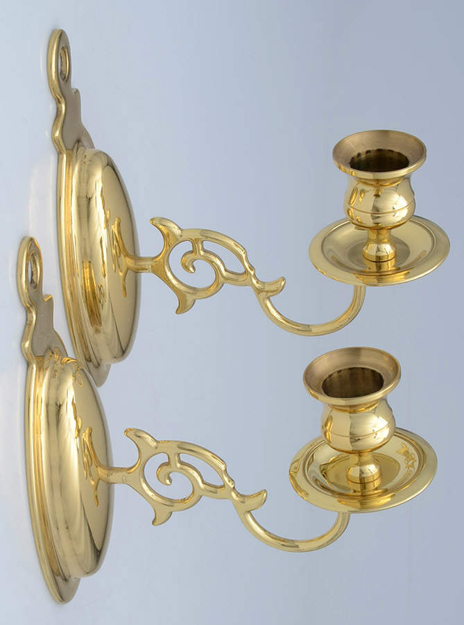 Brass Candlesticks Pair of Wall Sconces by Baldwin Brass-1