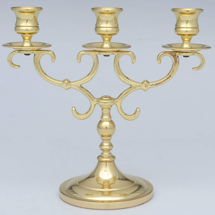 Brass Candlesticks 8" 3 Light Candelabra by Baldwin Brass-1