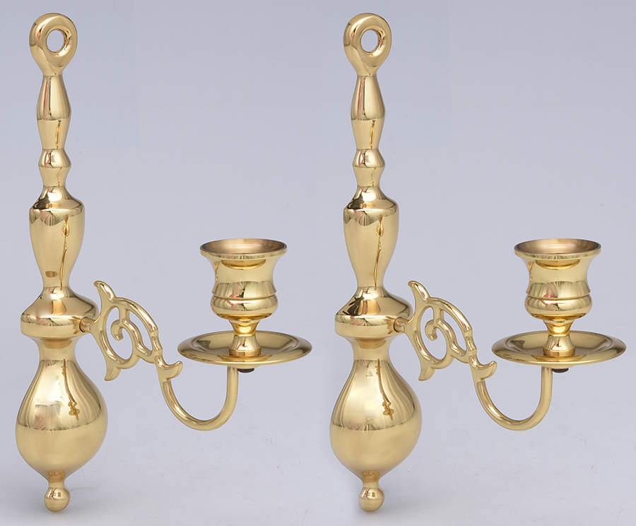 Brass Candlesticks Pair of Wall Sconces by Baldwin Brass-1