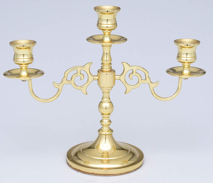 Brass Candlesticks 8" 3 Light Candelabra by Baldwin Brass-1