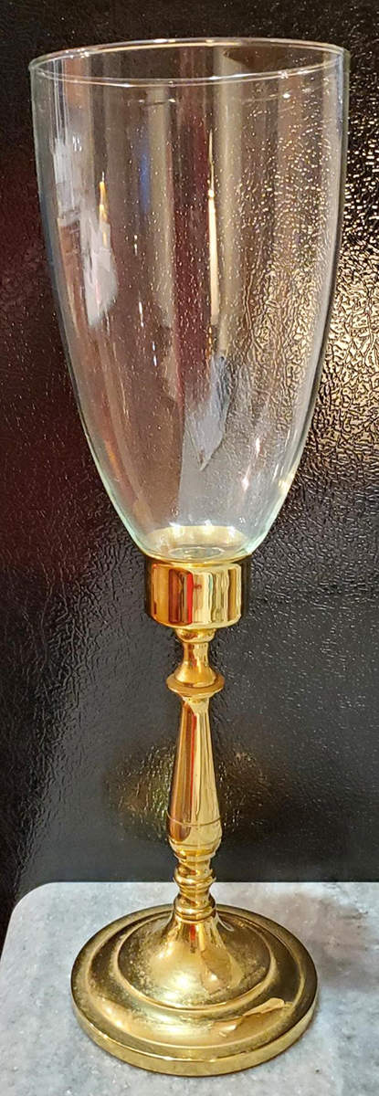 Brass Candlesticks Hurricane Lamp & Globe by Baldwin Brass-1