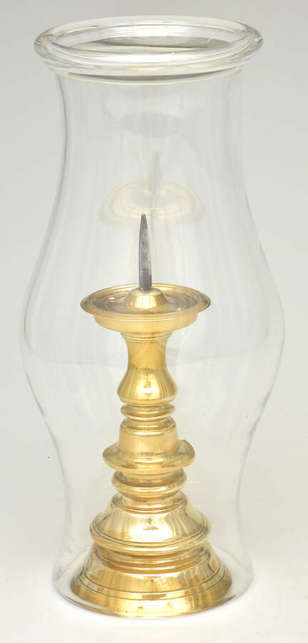 Brass Candlesticks Pillar Candleholder with Hurricane Table Globe by Baldwin Brass-1