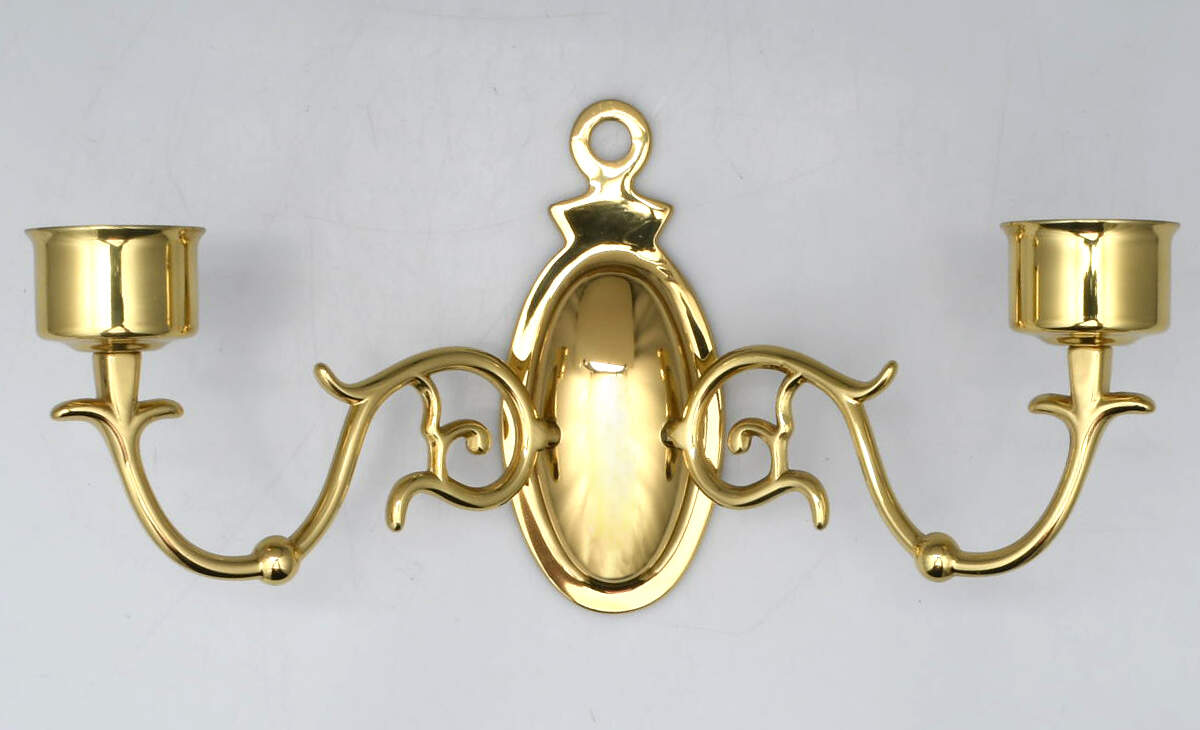 Brass Candlesticks 2 Arm Sconce 12" Wide by Baldwin Brass-1