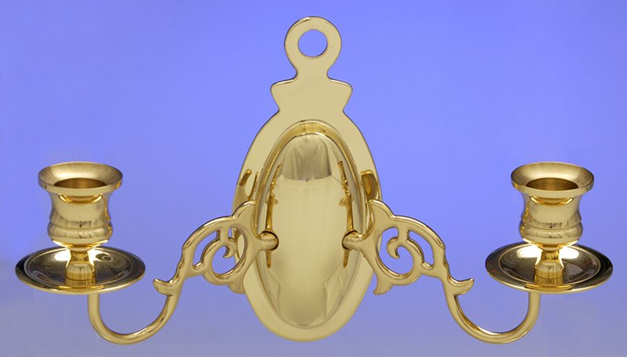 Brass Candlesticks 2 Arm Sconce 10" Wide by Baldwin Brass-1