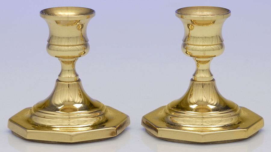 Brass Candlesticks Pair of 3" Console Candleholders by Baldwin Brass-1