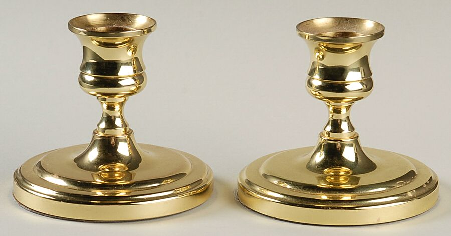 Brass Candlesticks Pair of 3" Console Candleholders by Baldwin Brass-1