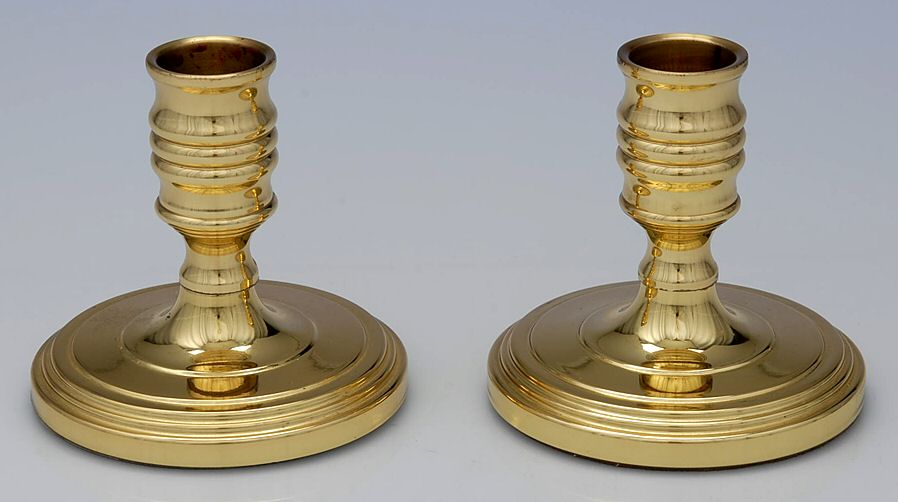 Brass Candlesticks Pair of 3" Console Candleholders by Baldwin Brass-1