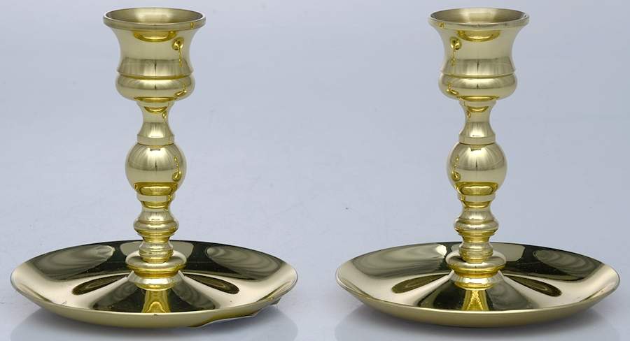 Brass Candlesticks Pair of 4" Console Candleholders by Baldwin Brass-1