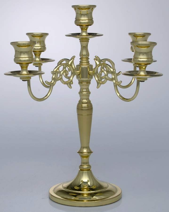 Brass Candlesticks Large 5-Light Candelabra by Baldwin Brass-1