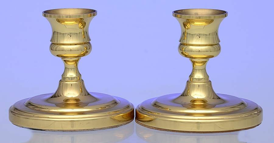 Brass Candlesticks Pair of 2" Console Candleholders by Baldwin Brass-1