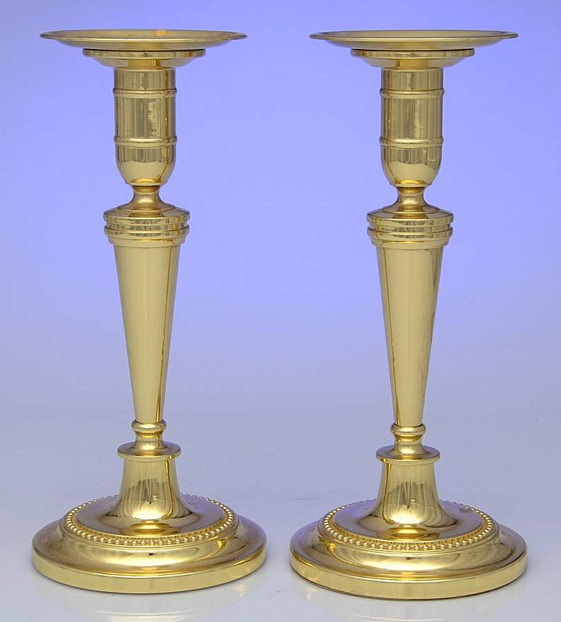 Brass Candlesticks Pair of 10" Pillar Candleholders by Baldwin Brass-1