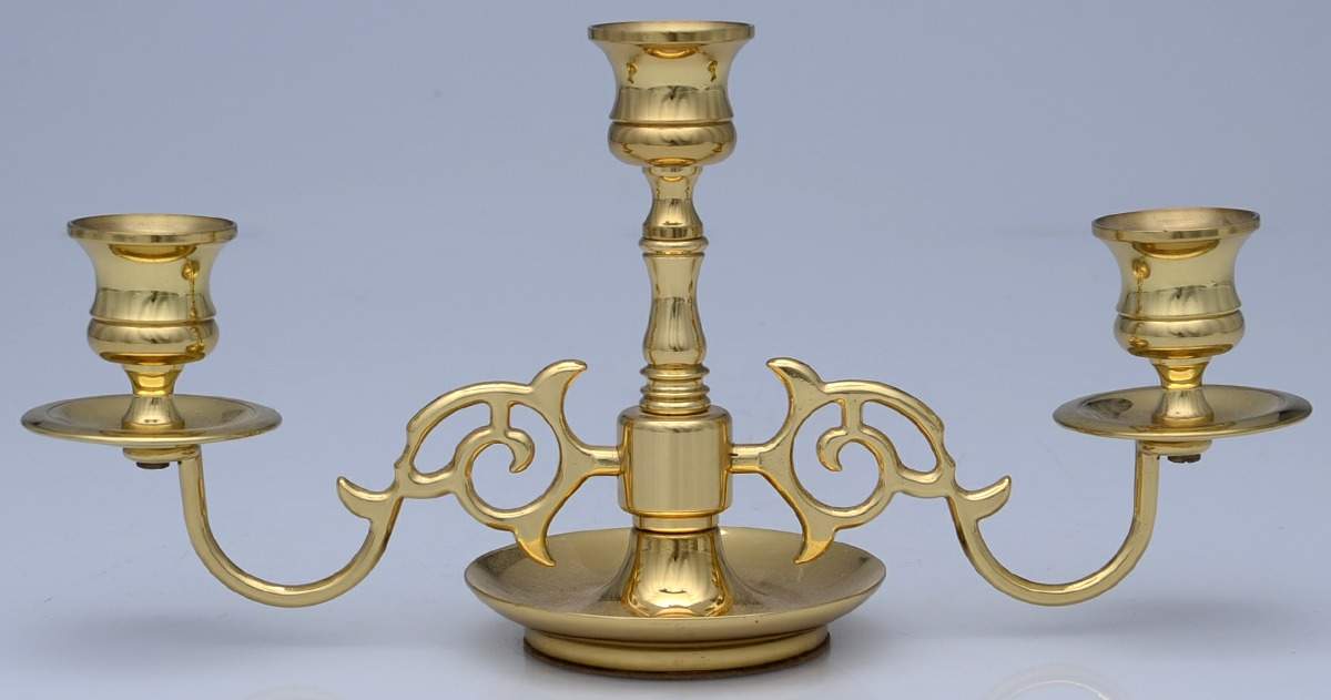Brass Candlesticks Small 3-Light Candelabra by Baldwin Brass-1