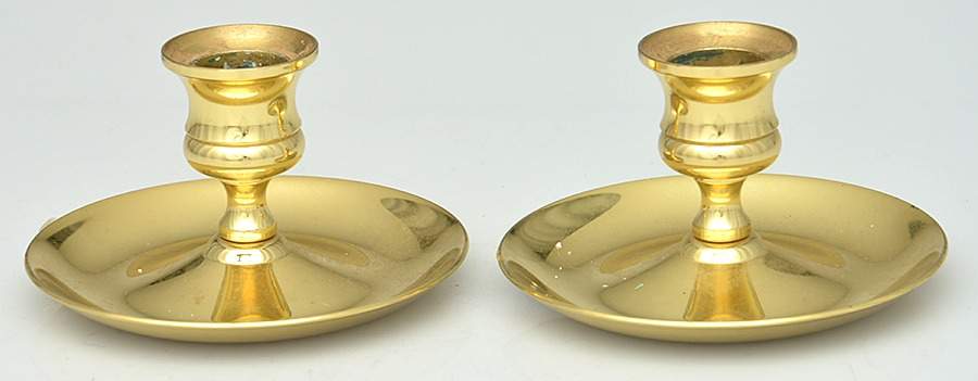 Brass Candlesticks Pair of 2" Console Candleholders by Baldwin Brass-1
