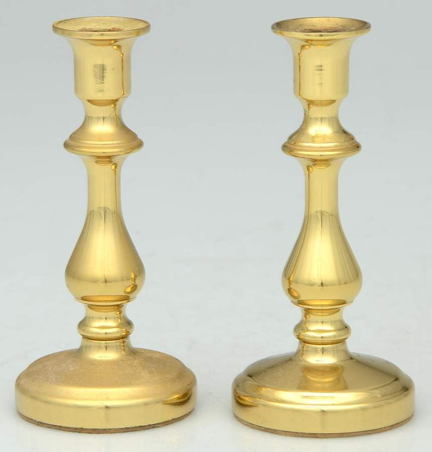 Brass Candlesticks Pair of 4" Console Candleholders by Baldwin Brass-1