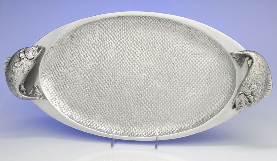 Armetal Hollowware 22" Handled Oval Fish Serving Platter by Bruce Fox-1