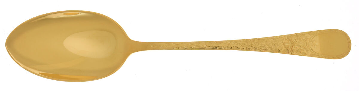 Golden London Engraved (Str, Gold Vermeil) Dessert/Oval Soup Spoon by Birks Silver-1