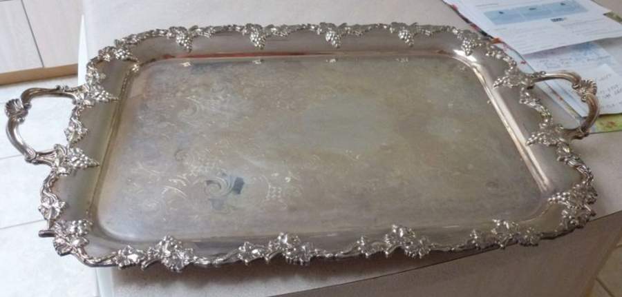 1814 (Silverplate, Hollowware) Large Silverplate Waiter Tray by Benedict-1
